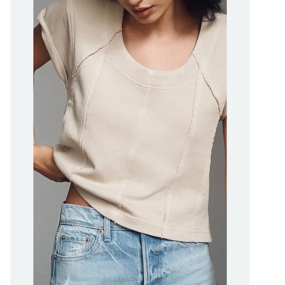 Pilcro Short Sleeve Seamed Sweatshirt size M